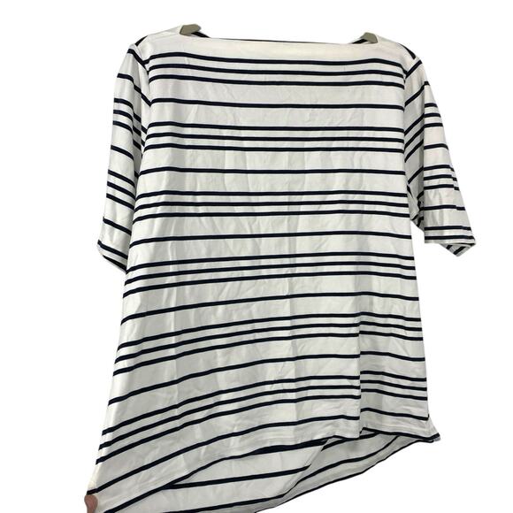 Brooks Brothers Boatneck short Sleeve Tee Size XL French Stripe Navy Blue Pullov - Picture 1 of 6